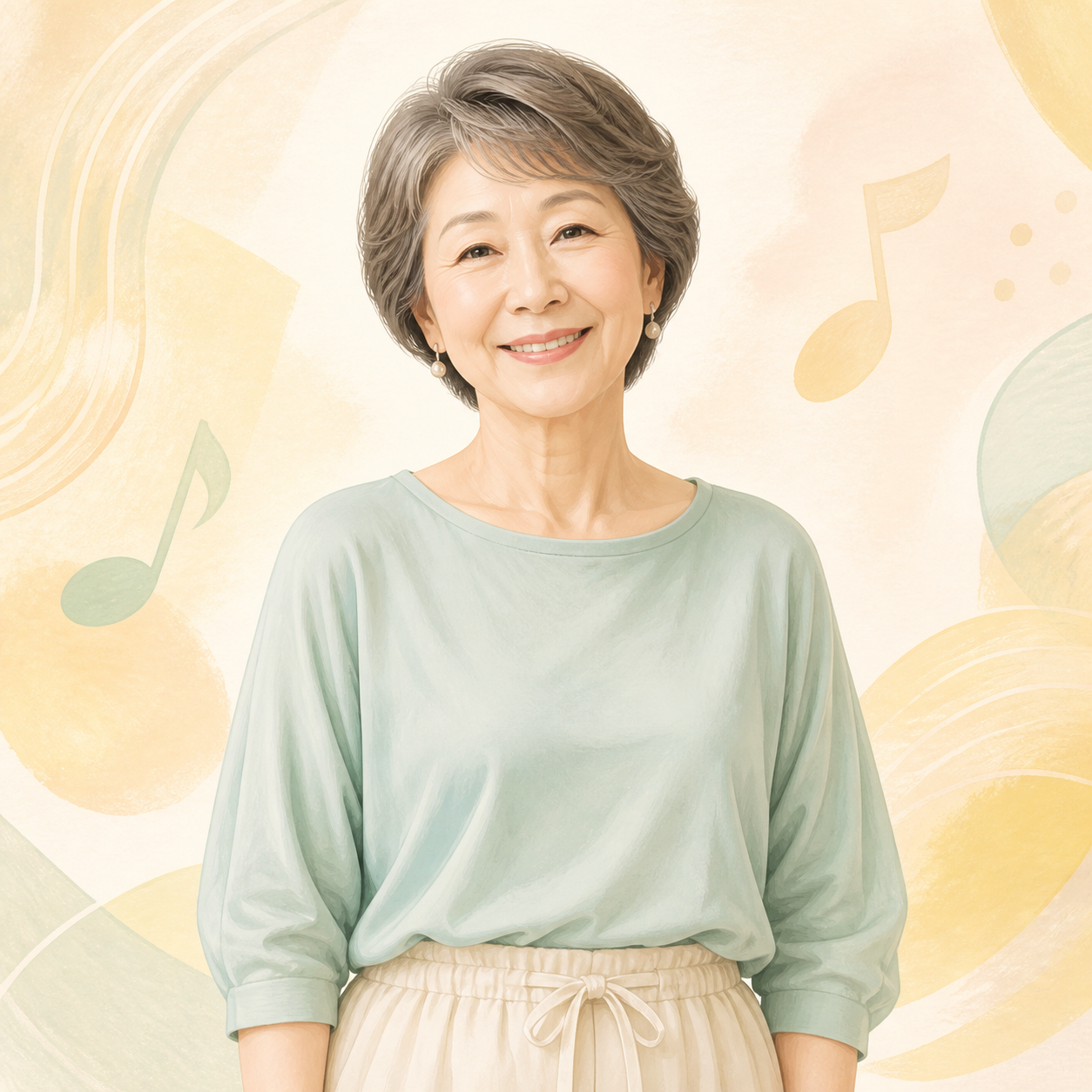 嵐推しの60代女性のイラスト