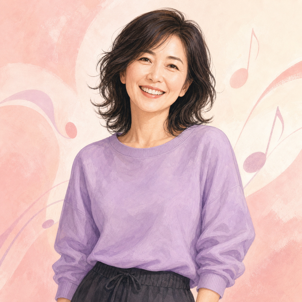 BTS推しの40代女性のイラスト